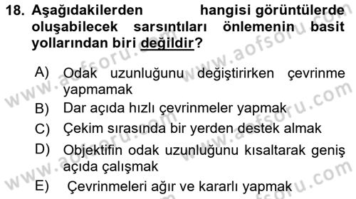 Videonun Kullanım Alanları Dersi 2020 - 2021 Yılı Yaz Okulu Sınav Soruları 18. Soru