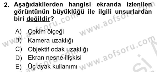 Videonun Kullanım Alanları Dersi 2020 - 2021 Yılı Yaz Okulu Sınav Soruları 2. Soru