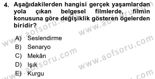Videonun Kullanım Alanları Dersi 2020 - 2021 Yılı Yaz Okulu Sınav Soruları 4. Soru
