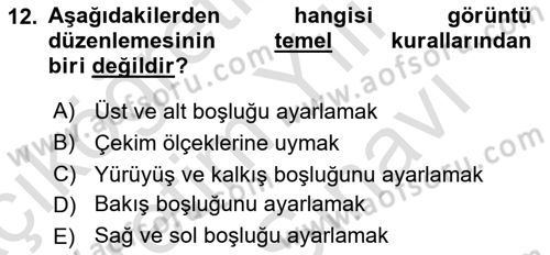 Videonun Kullanım Alanları Dersi 2021 - 2022 Yılı (Vize) Ara Sınav Soruları 12. Soru