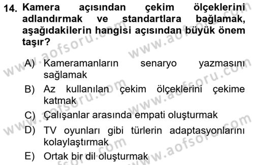 Videonun Kullanım Alanları Dersi 2021 - 2022 Yılı (Vize) Ara Sınav Soruları 14. Soru