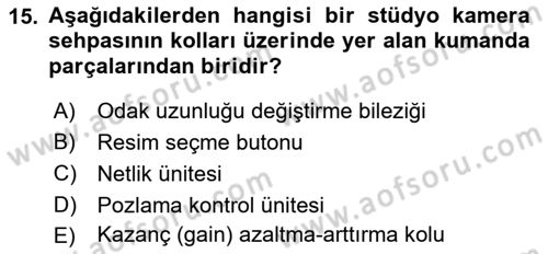 Videonun Kullanım Alanları Dersi 2021 - 2022 Yılı (Vize) Ara Sınavı 15. Soru