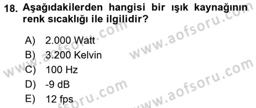 Videonun Kullanım Alanları Dersi 2021 - 2022 Yılı (Vize) Ara Sınav Soruları 18. Soru