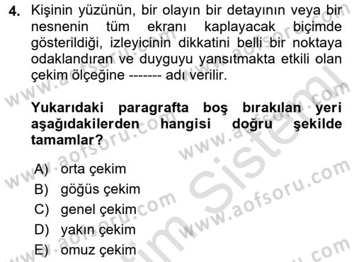Videonun Kullanım Alanları Dersi 2021 - 2022 Yılı (Vize) Ara Sınav Soruları 4. Soru