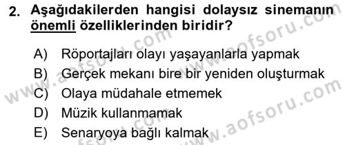 Videonun Kullanım Alanları Dersi 2021 - 2022 Yılı (Final) Dönem Sonu Sınav Soruları 2. Soru