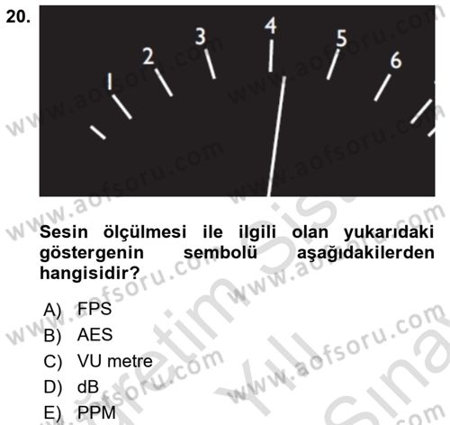 Videonun Kullanım Alanları Dersi 2021 - 2022 Yılı (Final) Dönem Sonu Sınav Soruları 20. Soru