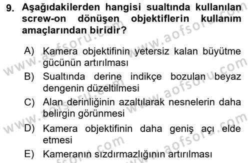Videonun Kullanım Alanları Dersi 2021 - 2022 Yılı (Final) Dönem Sonu Sınav Soruları 9. Soru