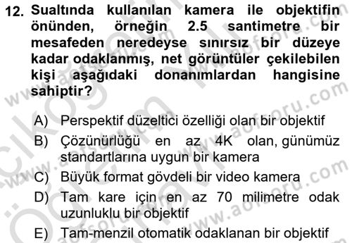 Videonun Kullanım Alanları Dersi 2021 - 2022 Yılı Yaz Okulu Sınav Soruları 12. Soru