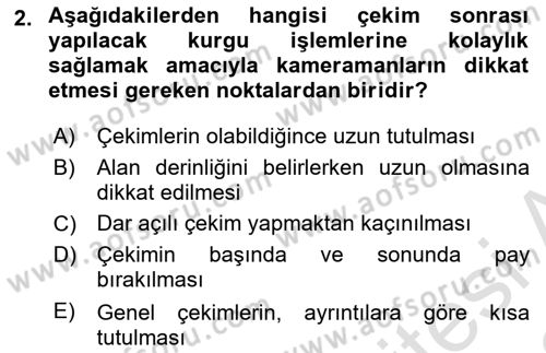 Videonun Kullanım Alanları Dersi 2021 - 2022 Yılı Yaz Okulu Sınav Soruları 2. Soru