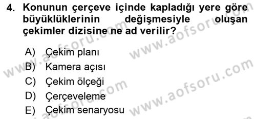 Videonun Kullanım Alanları Dersi 2021 - 2022 Yılı Yaz Okulu Sınav Soruları 4. Soru