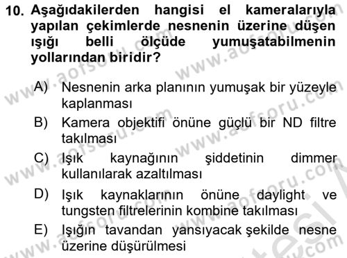 Videonun Kullanım Alanları Dersi 2022 - 2023 Yılı Yaz Okulu Sınav Soruları 10. Soru
