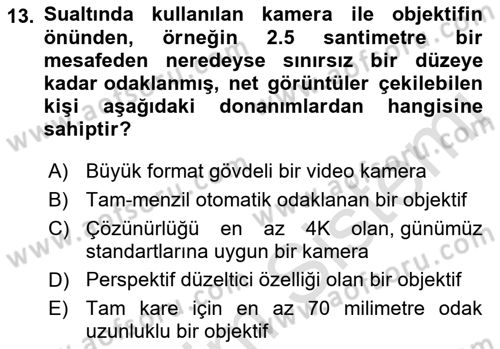 Videonun Kullanım Alanları Dersi 2022 - 2023 Yılı Yaz Okulu Sınav Soruları 13. Soru