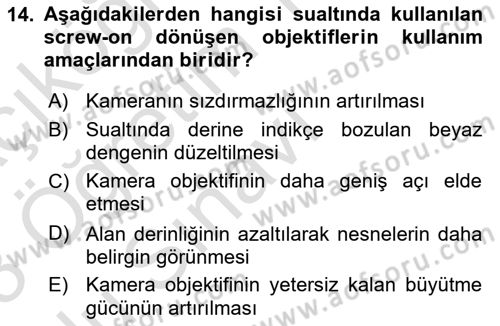 Videonun Kullanım Alanları Dersi 2022 - 2023 Yılı Yaz Okulu Sınav Soruları 14. Soru
