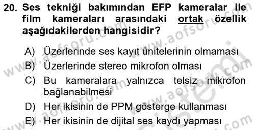 Videonun Kullanım Alanları Dersi 2022 - 2023 Yılı Yaz Okulu Sınav Soruları 20. Soru