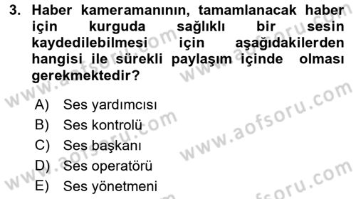 Videonun Kullanım Alanları Dersi 2022 - 2023 Yılı Yaz Okulu Sınav Soruları 3. Soru