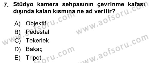 Videonun Kullanım Alanları Dersi 2022 - 2023 Yılı Yaz Okulu Sınav Soruları 7. Soru