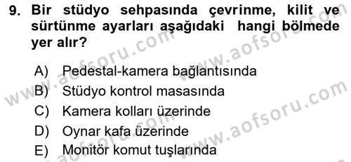 Videonun Kullanım Alanları Dersi 2022 - 2023 Yılı Yaz Okulu Sınav Soruları 9. Soru