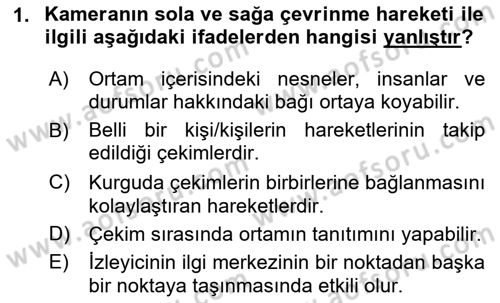 Videonun Kullanım Alanları Dersi 2023 - 2024 Yılı (Vize) Ara Sınav Soruları 1. Soru