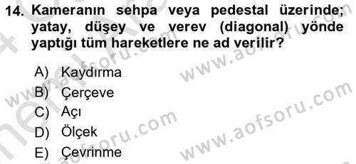 Videonun Kullanım Alanları Dersi 2023 - 2024 Yılı (Vize) Ara Sınav Soruları 14. Soru