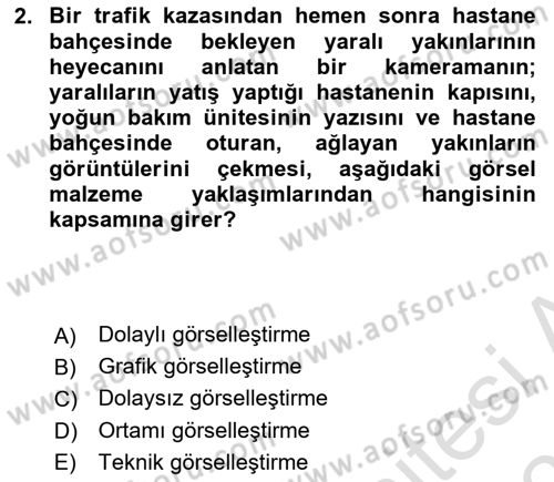 Videonun Kullanım Alanları Dersi 2023 - 2024 Yılı (Vize) Ara Sınav Soruları 2. Soru