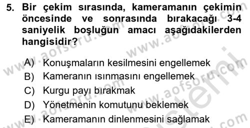 Videonun Kullanım Alanları Dersi 2023 - 2024 Yılı (Vize) Ara Sınav Soruları 5. Soru