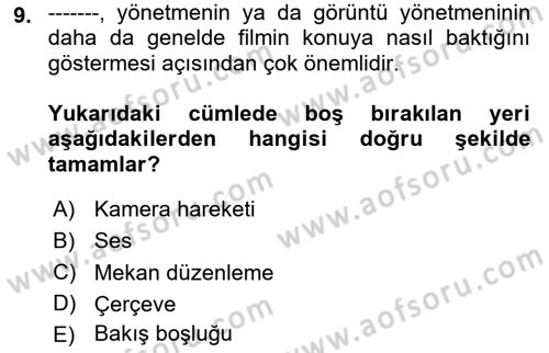 Videonun Kullanım Alanları Dersi 2023 - 2024 Yılı (Vize) Ara Sınav Soruları 9. Soru