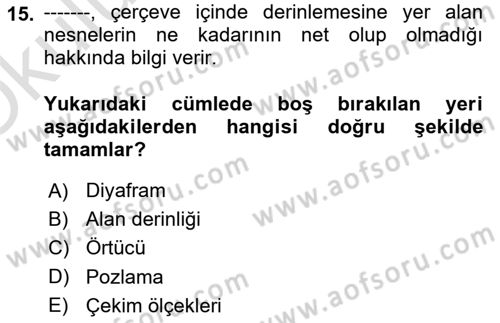 Videonun Kullanım Alanları Dersi 2023 - 2024 Yılı Yaz Okulu Sınav Soruları 15. Soru