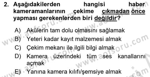 Videonun Kullanım Alanları Dersi 2023 - 2024 Yılı Yaz Okulu Sınav Soruları 2. Soru