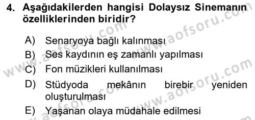 Videonun Kullanım Alanları Dersi 2023 - 2024 Yılı Yaz Okulu Sınav Soruları 4. Soru