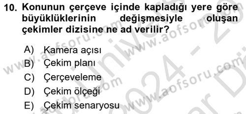 Videonun Kullanım Alanları Dersi 2024 - 2025 Yılı (Vize) Ara Sınav Soruları 10. Soru