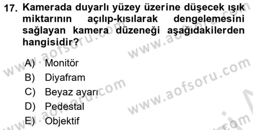 Videonun Kullanım Alanları Dersi 2024 - 2025 Yılı (Vize) Ara Sınav Soruları 17. Soru