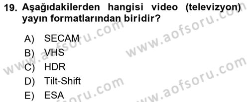 Videonun Kullanım Alanları Dersi 2024 - 2025 Yılı (Vize) Ara Sınav Soruları 19. Soru