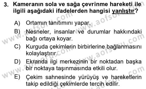 Videonun Kullanım Alanları Dersi 2024 - 2025 Yılı (Vize) Ara Sınav Soruları 3. Soru