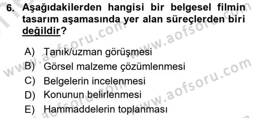 Videonun Kullanım Alanları Dersi 2024 - 2025 Yılı (Vize) Ara Sınav Soruları 6. Soru