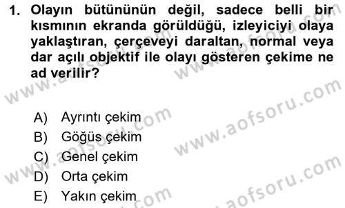Videonun Kullanım Alanları Dersi 2024 - 2025 Yılı (Final) Dönem Sonu Sınav Soruları 1. Soru