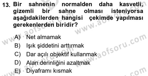 Videonun Kullanım Alanları Dersi 2024 - 2025 Yılı (Final) Dönem Sonu Sınav Soruları 13. Soru