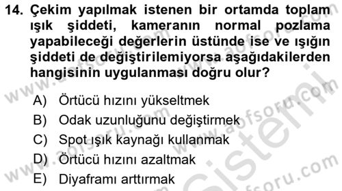 Videonun Kullanım Alanları Dersi Dönem Sonu Sınavı Deneme Sınav Soruları 14. Soru