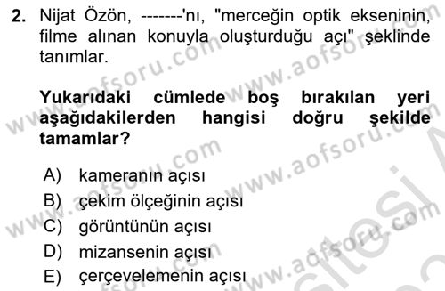 Videonun Kullanım Alanları Dersi 2024 - 2025 Yılı (Final) Dönem Sonu Sınav Soruları 2. Soru