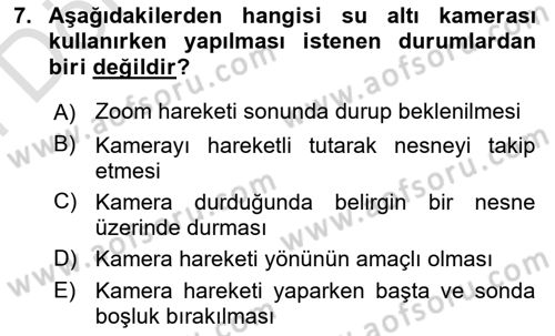 Videonun Kullanım Alanları Dersi Dönem Sonu Sınavı Deneme Sınav Soruları 7. Soru