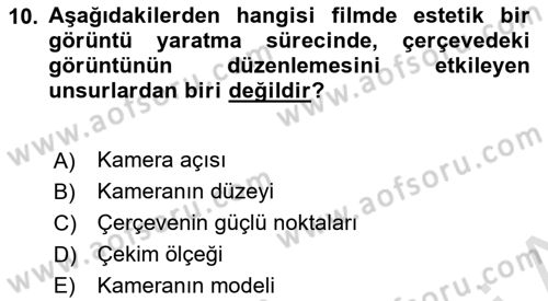 Videonun Kullanım Alanları Dersi 2025 - 2026 Yılı (Vize) Ara Sınav Soruları 10. Soru