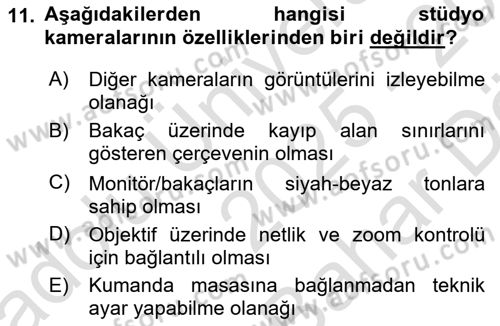 Videonun Kullanım Alanları Dersi 2025 - 2026 Yılı (Vize) Ara Sınav Soruları 11. Soru