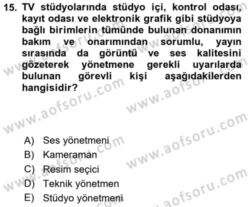 Videonun Kullanım Alanları Dersi 2025 - 2026 Yılı (Vize) Ara Sınav Soruları 15. Soru