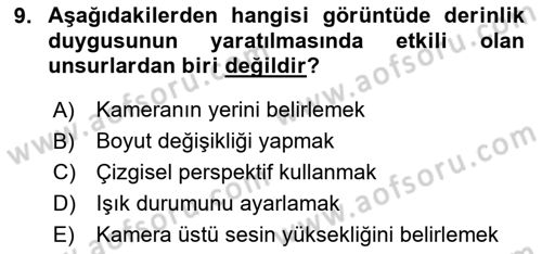 Videonun Kullanım Alanları Dersi 2025 - 2026 Yılı (Vize) Ara Sınav Soruları 9. Soru