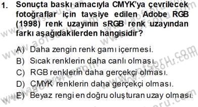 Sayısal Fotoğraf Baskı Teknikleri Dersi 2013 - 2014 Yılı Tek Ders Sınav Soruları 1. Soru