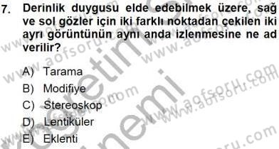 Sayısal Fotoğraf Baskı Teknikleri Dersi Ara Sınavı Deneme Sınav Soruları 7. Soru