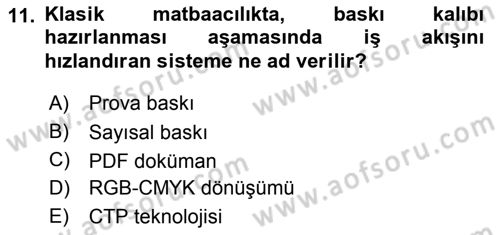Sayısal Fotoğraf Baskı Teknikleri Dersi 2015 - 2016 Yılı (Final) Dönem Sonu Sınav Soruları 11. Soru