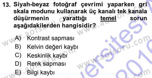Sayısal Fotoğraf Baskı Teknikleri Dersi 2015 - 2016 Yılı (Final) Dönem Sonu Sınav Soruları 13. Soru