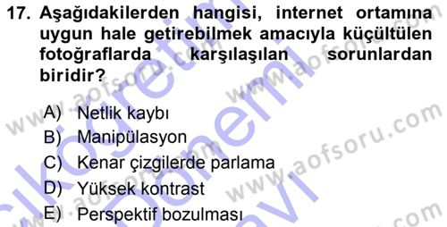 Sayısal Fotoğraf Baskı Teknikleri Dersi 2015 - 2016 Yılı (Final) Dönem Sonu Sınav Soruları 17. Soru