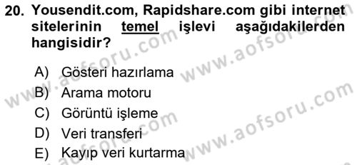 Sayısal Fotoğraf Baskı Teknikleri Dersi 2017 - 2018 Yılı (Final) Dönem Sonu Sınav Soruları 20. Soru