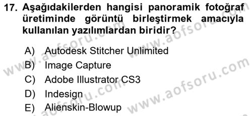 Sayısal Fotoğraf Baskı Teknikleri Dersi 2018 - 2019 Yılı (Final) Dönem Sonu Sınav Soruları 17. Soru